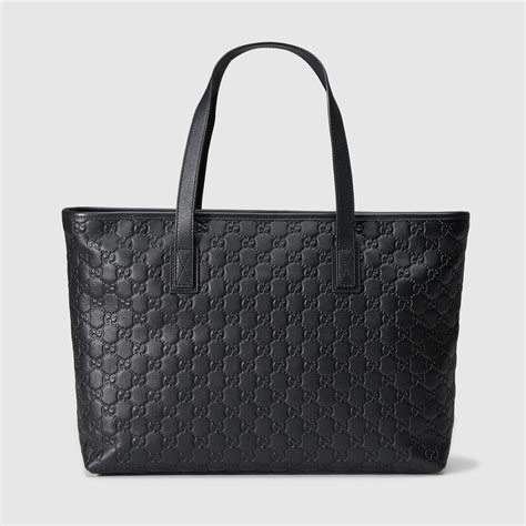 gucci black leather|Gucci black leather tote bag.